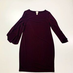 Chico's Dress Burgandy Kimono Sleeve Split Sleeve Evening Wedding Cocktail Small